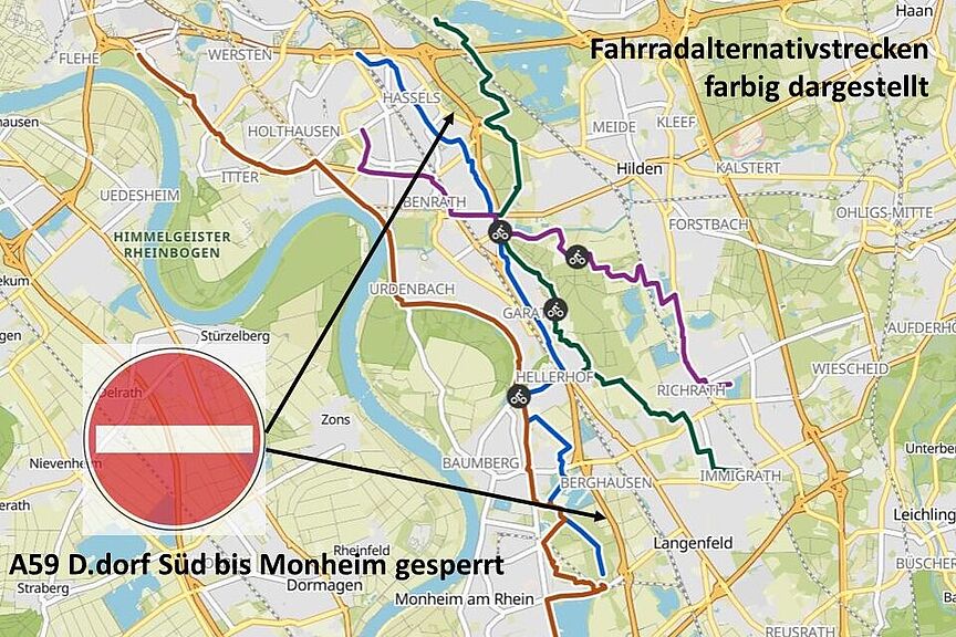 Sperrung der A59 Sperrung der A59