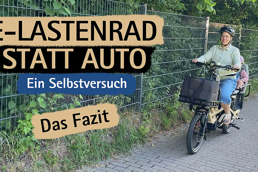 Lastenrad Test _Me Frau transportiert Kind auf dem E-Lastenrad
